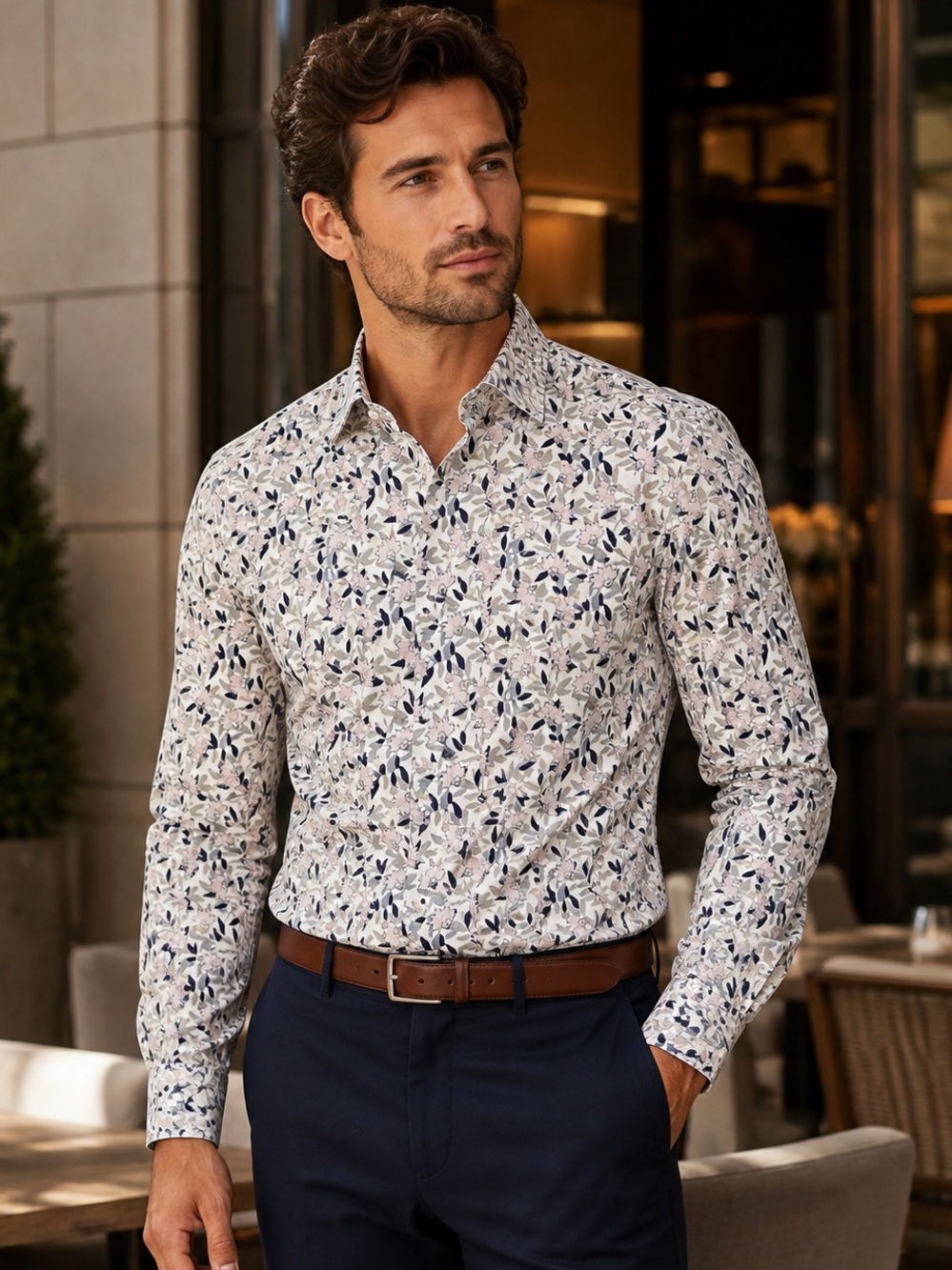Ted Baker London Floral Cotton Button Down Shirt Size Medium (Ted 3)